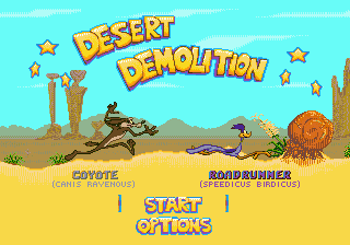 Desert Demolition Starring Road Runner and Wile E. Coyote (USA, Europe) Title Screen